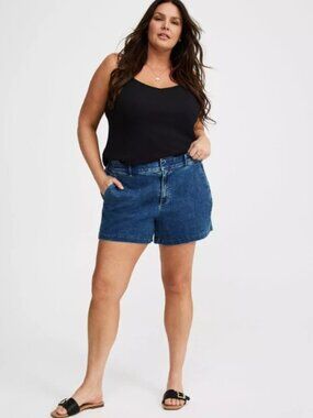 Torrid Denim Trouser High Rise 5" Inseam Shorts Size 24 #17